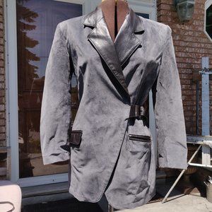Leather Danier Jacket Dress Grey Black